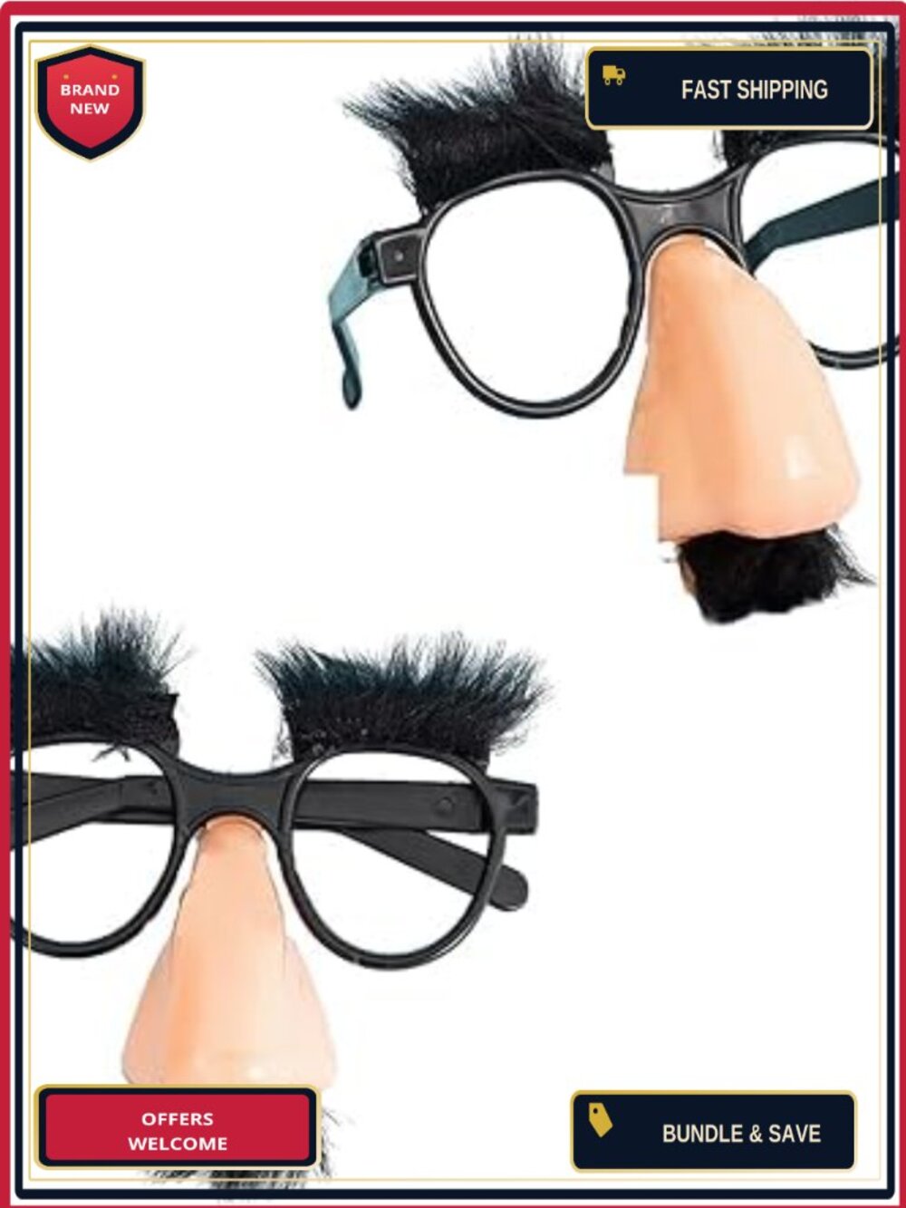 2Pcs Disguise Glasses with Funny Nose Novelty Party Costume Accessory